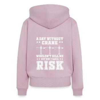 Lustiges Kranfahrer Motiv - Frauen Premium Bio Zip Hoodie - Altrosa - Hinten - Julia (174cm)