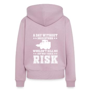 Funny Skid Steer Loader Shirt - Women's Premium Organic Zip Hoodie - dusky pink - Back - Julia (174cm)
