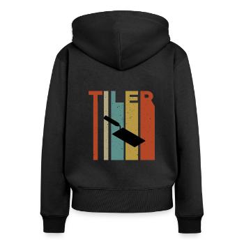 Conception de truelle de carreaux rétro - Sweat à capuche zippé Premium bio Femme - noir - Dos - Julia (174cm)