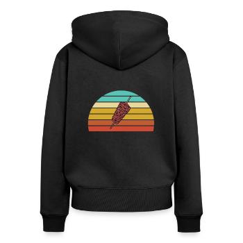 Brochette de kebab Doner - Sweat à capuche zippé Premium bio Femme - noir - Dos - Julia (174cm)