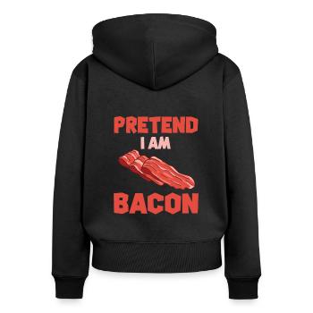 Drôle de cadeau au bacon - Sweat à capuche zippé Premium bio Femme - noir - Dos - Julia (174cm)