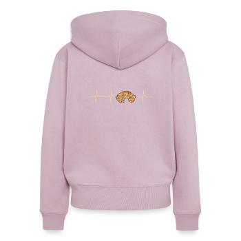 Croissant Herzschlag - Frauen Premium Bio Zip Hoodie - Altrosa - Hinten - Julia (174cm)