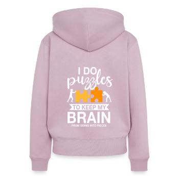 Lustiges Puzzle Design - Frauen Premium Bio Zip Hoodie - Altrosa - Hinten - Julia (174cm)