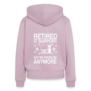Slogan amusant du support informatique - Sweat à capuche zippé Premium bio Femme - rose poudré - Dos - Julia (174cm)