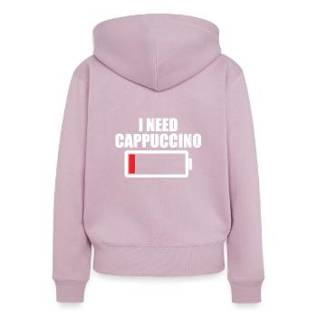 I need cappuccino - Women's Premium Organic Zip Hoodie - dusky pink - Back - Julia (174cm)