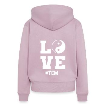 Liebe Tcm Traditionelle Chinesische Medizin - Frauen Premium Bio Zip Hoodie - Altrosa - Hinten - Julia (174cm)