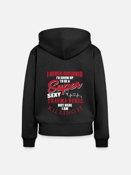 Lustige Trauma Krankenschwester - Frauen Premium Bio Zip Hoodie - Schwarz