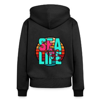 Leben im Meer - Frauen Premium Bio Zip Hoodie - Schwarz - Hinten - Julia (174cm)