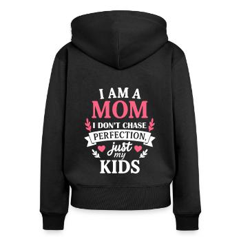 Mom Not Perfect Mother's Day Gift Mother's Day - Women's Premium Organic Zip Hoodie - black - Back - Julia (174cm)