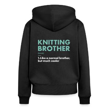 Knitter Brother Definition Knitting - Frauen Premium Bio Zip Hoodie - Schwarz - Hinten - Julia (174cm)