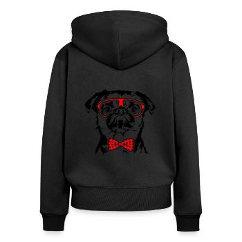 Lustiger PETIT BRABANCON Brille Hunde Hund - Frauen Premium Bio Zip Hoodie - Schwarz - Hinten - Julia (174cm)
