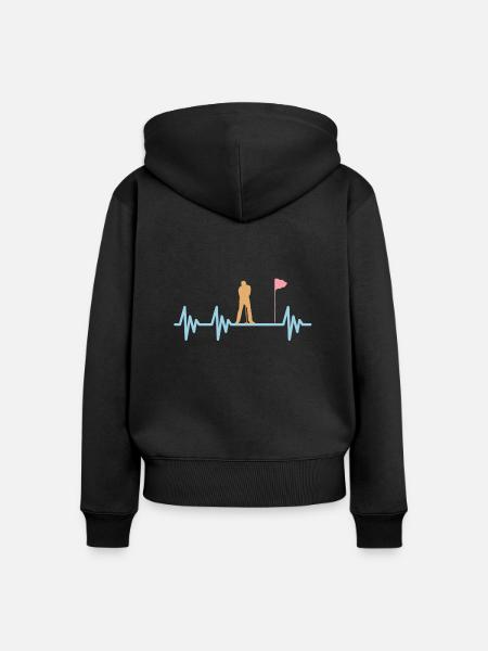 Golf Herzschlag Golfen - Frauen Premium Bio Zip Hoodie - Schwarz