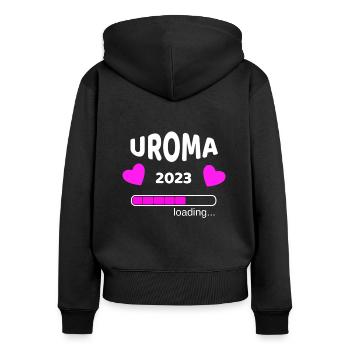Uroma 2023 Schwangerschaf Urgroßmutter Idee - Frauen Premium Bio Zip Hoodie - Schwarz - Hinten - Julia (174cm)