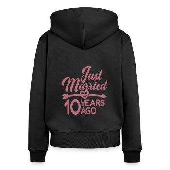 Gerade geheiratet vor 10 Jahren, 10. Hochzeitstag - Frauen Premium Bio Zip Hoodie - Schwarz - Hinten - Julia (174cm)