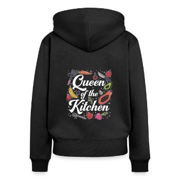 Königin der Küche Kochen Koch Koch Frauen - Frauen Premium Bio Zip Hoodie - Schwarz - Hinten - Julia (174cm)