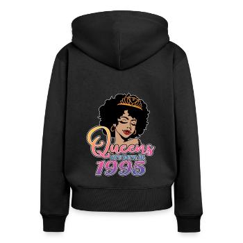 Queens Are Born in 1995 - 27. Geburtstag für Frauen - Frauen Premium Bio Zip Hoodie - Schwarz - Hinten - Julia (174cm)