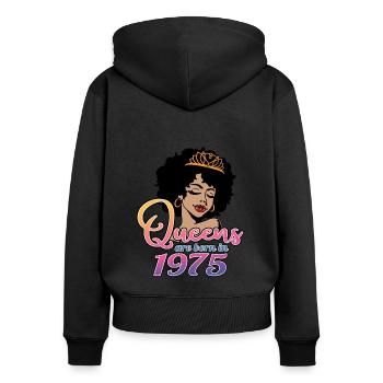 Les reines sont nées en 1975 - 47e anniversaire pour les femmes - Sweat à capuche zippé Premium bio Femme - noir - Dos - Julia (174cm)