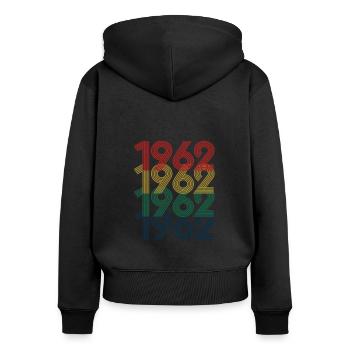 Cool Retro 1962, 60 ans, cadeau de 60e anniversaire - Sweat à capuche zippé Premium bio Femme - noir - Dos - Julia (174cm)