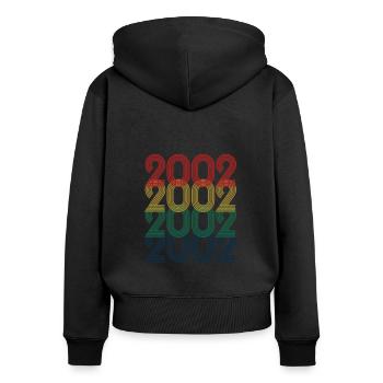 Cool Retro 2002, 21 Jahre alt, Geschenk zum 21. Geburtstag - Frauen Premium Bio Zip Hoodie - Schwarz - Hinten - Julia (174cm)