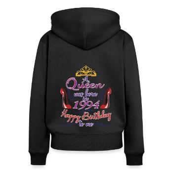 1994, Queen 30th Birthday For Women 30 Years Old - Women's Premium Organic Zip Hoodie - black - Back - Julia (174cm)