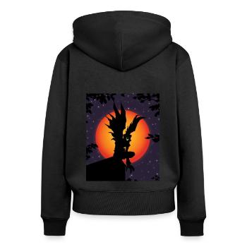 Scary Death Monster Creepy Moon Halloween Costume - Sweat à capuche zippé Premium bio Femme - noir - Dos - Julia (174cm)