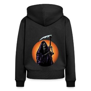 Horreur Mort Faux Scary Squelette Cadeau d’Halloween - Sweat à capuche zippé Premium bio Femme - noir - Dos - Julia (174cm)