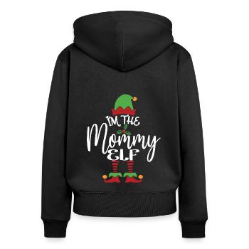 Mama Elf Niedliches lustiges passendes Weihnachtskostüm - Frauen Premium Bio Zip Hoodie - Schwarz - Hinten - Julia (174cm)