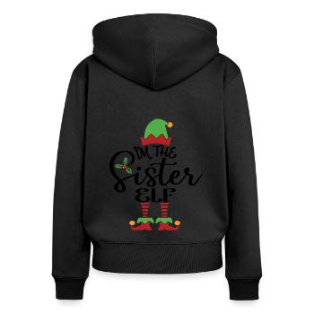 Schwester Elf süßes lustiges passendes Weihnachtskostüm - Frauen Premium Bio Zip Hoodie - Schwarz - Hinten - Julia (174cm)