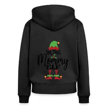 Mama Elf Niedliches lustiges passendes Weihnachtskostüm - Frauen Premium Bio Zip Hoodie - Schwarz - Hinten - Julia (174cm)