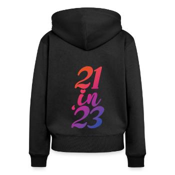 Geschenk zum 21. Geburtstag 21 Jahre alte Männer & Frauen - Frauen Premium Bio Zip Hoodie - Schwarz - Hinten - Julia (174cm)