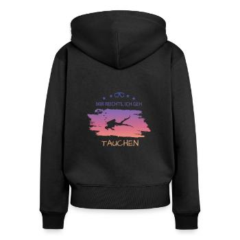 Diving tauchen - Frauen Premium Bio Zip Hoodie - Schwarz - Hinten - Julia (174cm)