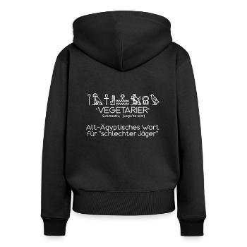 Vegetarier Veggie Spruch - Frauen Premium Bio Zip Hoodie - Schwarz - Hinten - Julia (174cm)