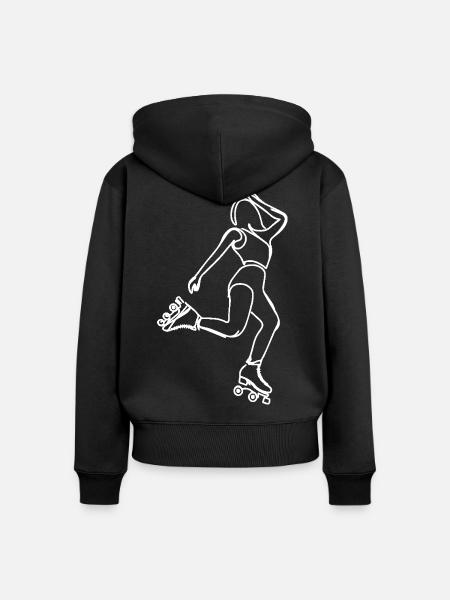 Rollschuhfahrerin Zeichnung - Frauen Premium Bio Zip Hoodie - Schwarz