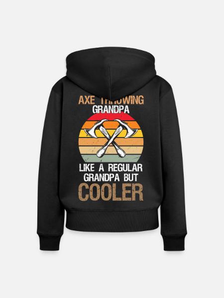 Axe Throwing Grandpa Axe Thrower - Frauen Premium Bio Zip Hoodie - Schwarz