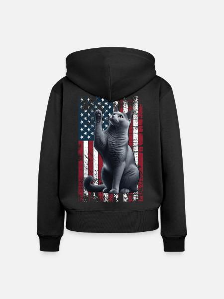 Russian Blue US Russisch Blaukatze - Frauen Premium Bio Zip Hoodie - Schwarz