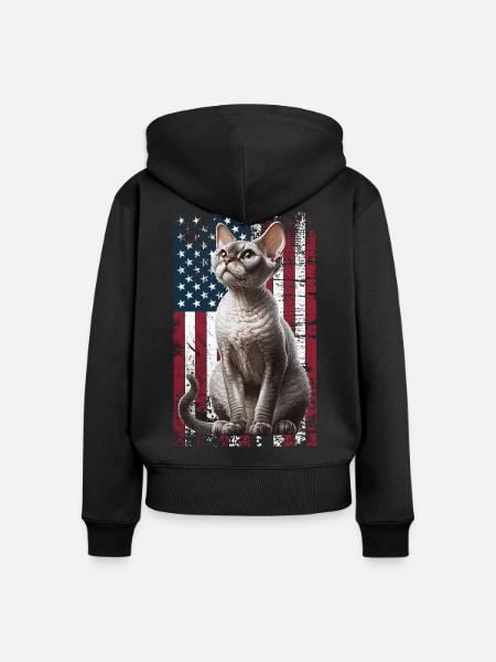 Devon Rex US Devon Rex - Frauen Premium Bio Zip Hoodie - Schwarz