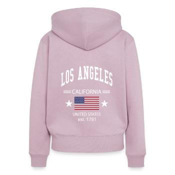 Los Angeles - Frauen Premium Bio Zip Hoodie - Altrosa - Hinten - Julia (174cm)