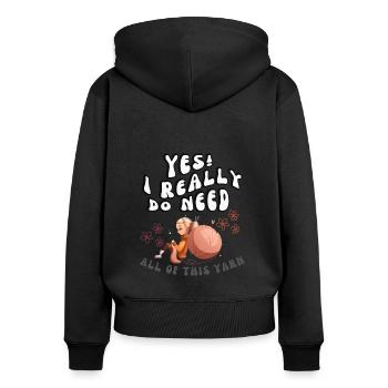 Handarbeiten mit Wolle zum Stricken und Häkeln - Frauen Premium Bio Zip Hoodie - Schwarz - Hinten - Julia (174cm)