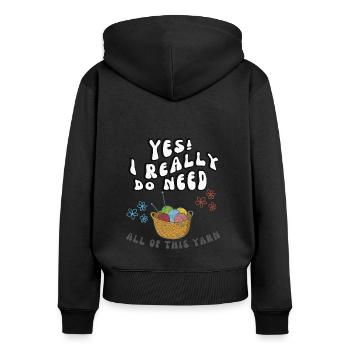 Ein Korb mit Wolle zum Stricken und Häkeln - Frauen Premium Bio Zip Hoodie - Schwarz - Hinten - Julia (174cm)