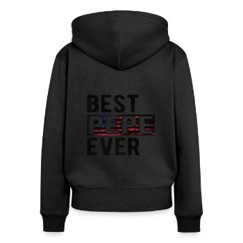Best Pepe Grandpa Father's Day Pepe Grandfather Papa - Women's Premium Organic Zip Hoodie - black - Back - Julia (174cm)