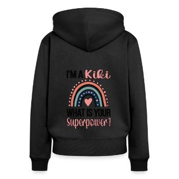 Kiki Grand-mère Cadeau de fête des mères Kiki Grand-mère Sweet - Sweat à capuche zippé Premium bio Femme - noir - Dos - Julia (174cm)