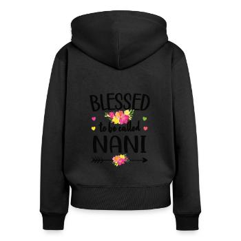 Beste Nani Oma Muttertag Geschenk Nani Großmutter - Frauen Premium Bio Zip Hoodie - Schwarz - Hinten - Julia (174cm)