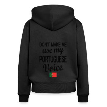 Portugais Portugal Drapeau Racines portugaises - Sweat à capuche zippé Premium bio Femme - noir - Dos - Julia (174cm)