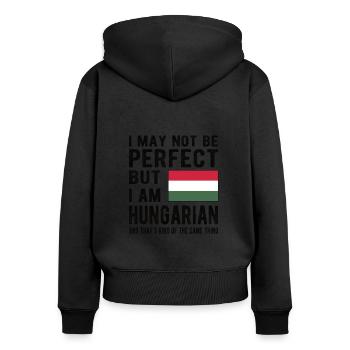 Proud Hungarian Hungary Flag Hungarian origin - Women's Premium Organic Zip Hoodie - black - Back - Julia (174cm)