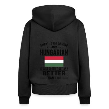 Proud Hungarian Hungary Flag Hungarian origin - Women's Premium Organic Zip Hoodie - black - Back - Julia (174cm)