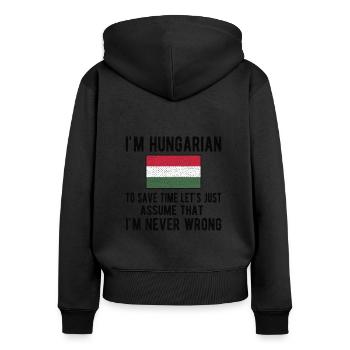 Fier hongrois Hongrie Origine Drapeau hongrois - Sweat à capuche zippé Premium bio Femme - noir - Dos - Julia (174cm)