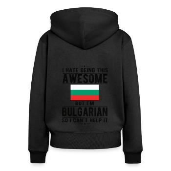 Bulgare Bulgarien Flagge Bulgarische Herkunft - Frauen Premium Bio Zip Hoodie - Schwarz - Hinten - Julia (174cm)