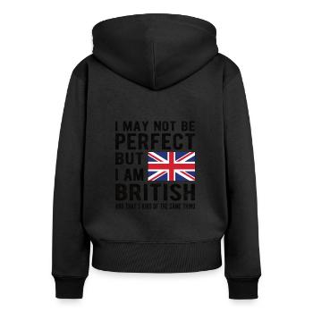 British Great Britain Flag British origin - Women's Premium Organic Zip Hoodie - black - Back - Julia (174cm)