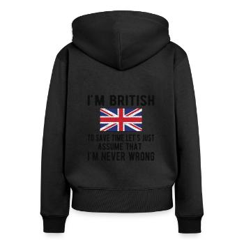 British Great Britain Origin British flag - Women's Premium Organic Zip Hoodie - black - Back - Julia (174cm)