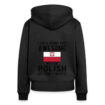 Pole Pologne Drapeau Origine polonaise Racines Pologne - Sweat à capuche zippé Premium bio Femme - noir - Dos - Julia (174cm)